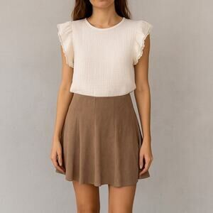 Hem & Thread Ivory Ruffle Sleeve Gauze Top Large NWOT Cotton Boho Cottagecore